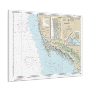 Naples Bay Marco Island Everglades City Harbor Florida Mapa żeglarska Mapa żeglarska 3-D Plakat na płótnie