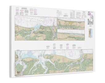 Saint Simons Sound Georgia to Tolomato River Florida Nautical Chart Sailing Map Framed Canvas Poster