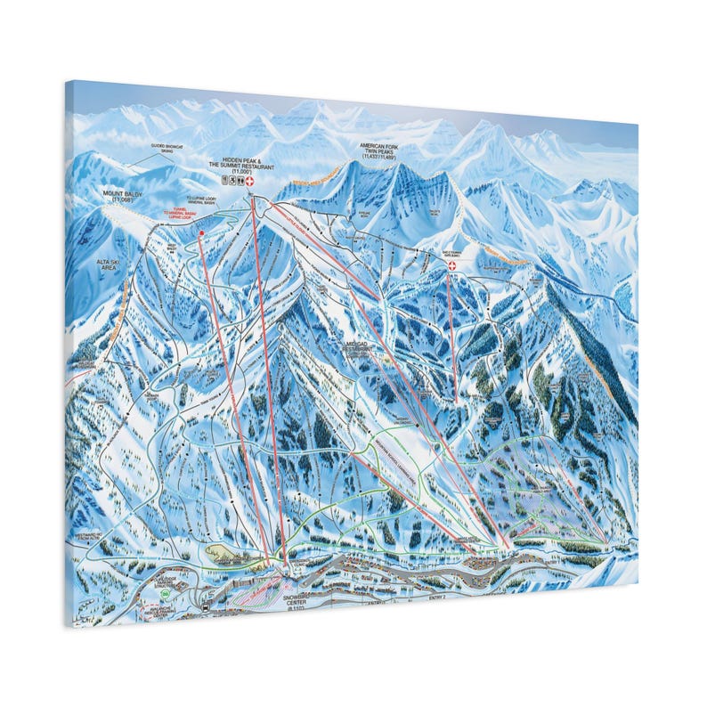 Snowbird Map.pdf Snowbird Utah Trail Map 3-D Canvas Poster - Etsy