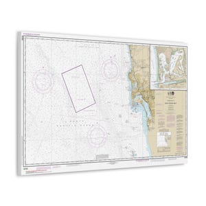 San Diego und Mission Bay Kalifornien Seekarte Segelkarte Leinwand 3-D Poster