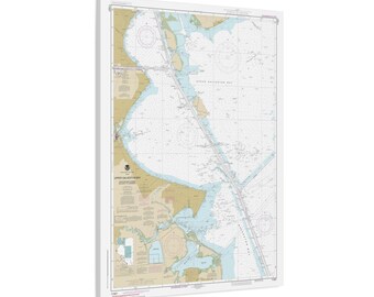 Upper Galveston Bay Texas Nautical Chart Sailing Map Framed Canvas Poster