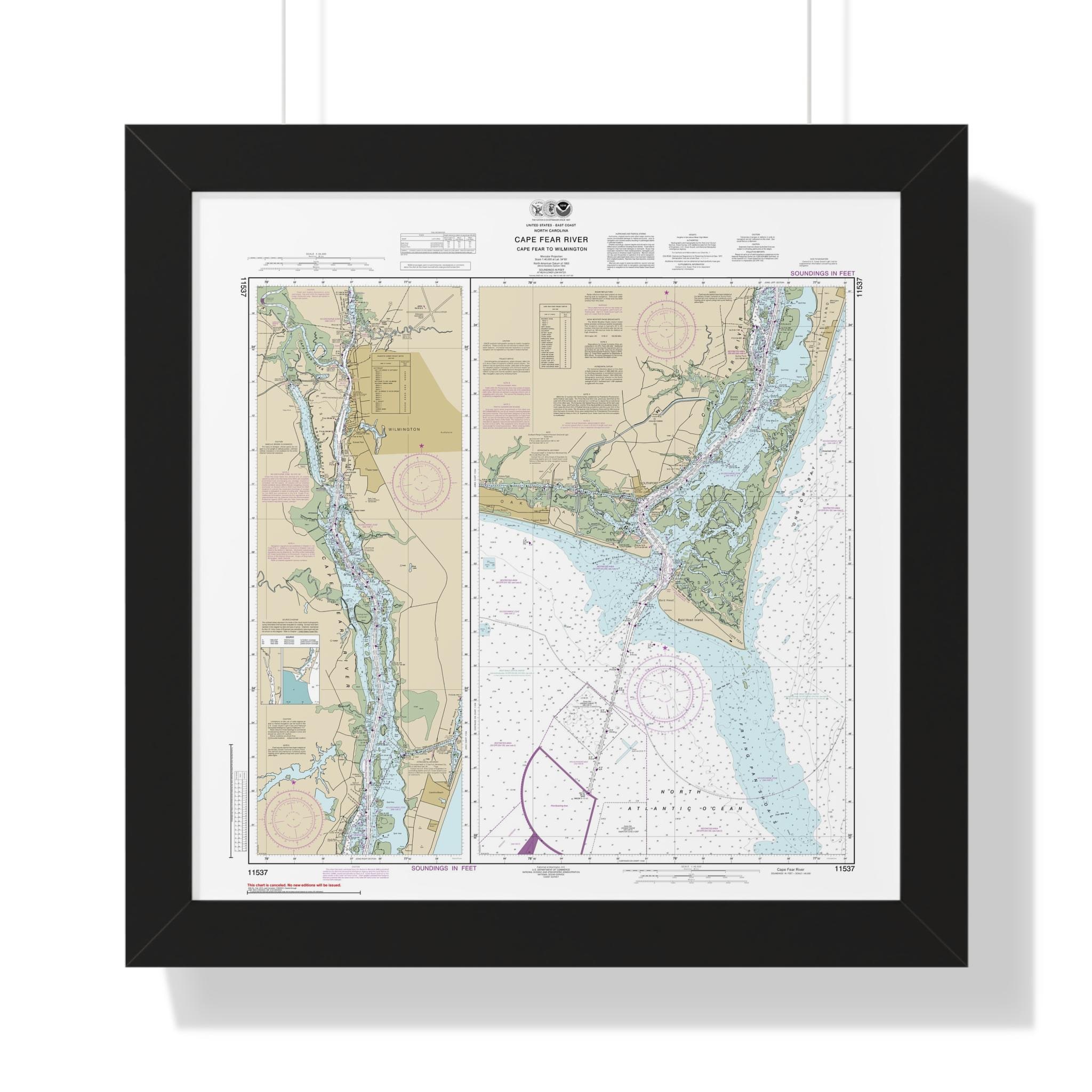 Cape Fear River to Wilmington North Carolina Nautical Chart Sailing Map ...