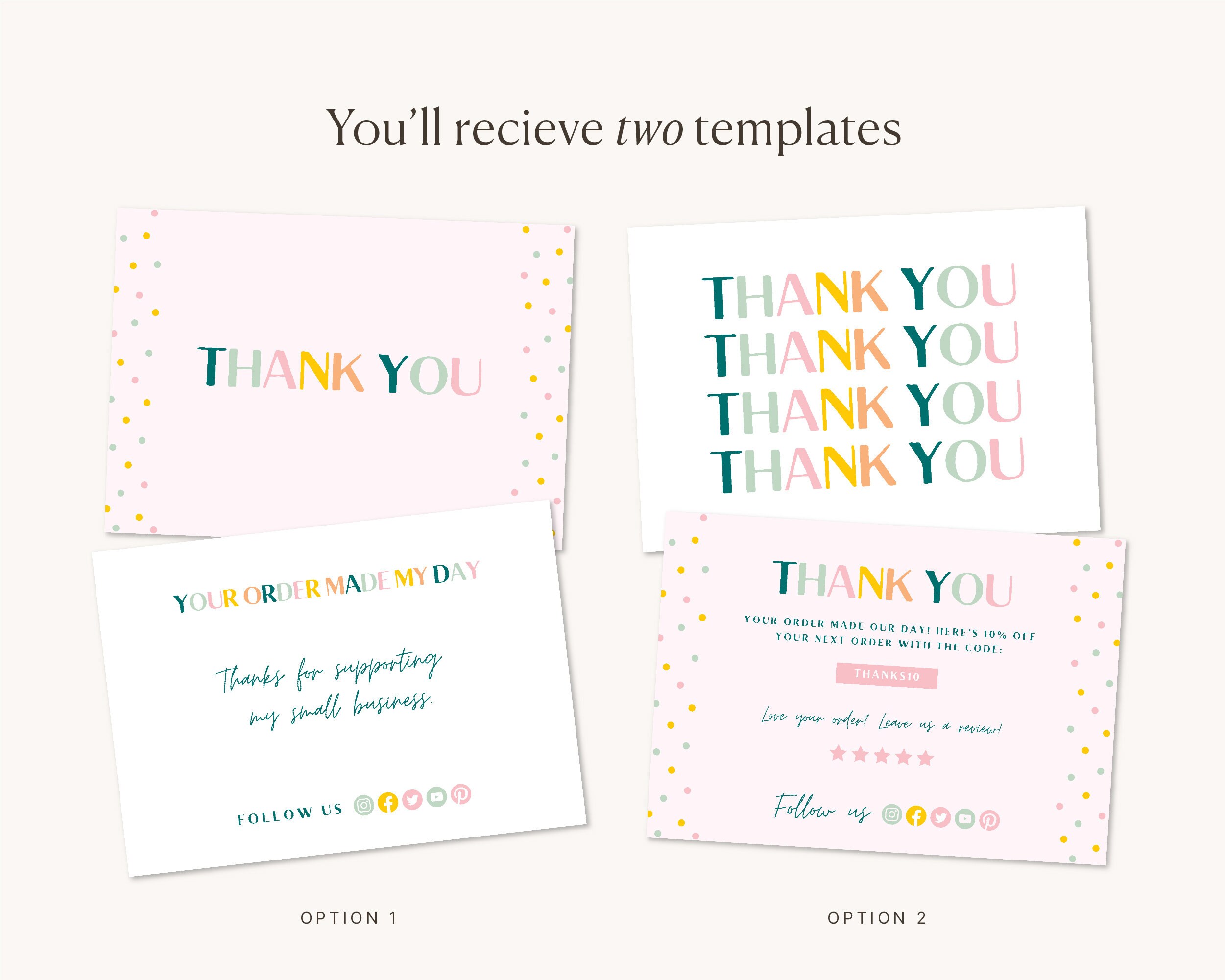 Colorful Thank You Card Template Pastel Rainbow Branding Design Canva ...