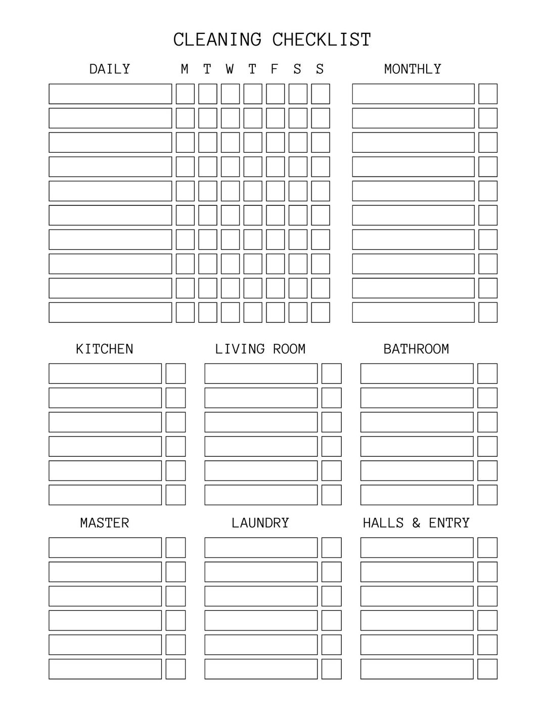 White Simple Minimalist Cleaning Checklist - Etsy