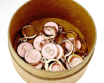 Numbered Stitch Markers (SET OF 10) 0-9 - Pink or White