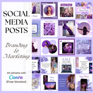 Social Media Post Templates | INSTANT DOWNLOAD | Designed with Canva | Instagram Post Templates | Stories | Purple
