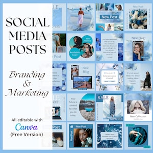 Social Media Post Templates | INSTANT DOWNLOAD | Designed with Canva | Instagram Post Templates | Stories | Blue