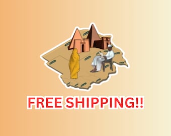 Sudan Map with Pyramids Cute Sticker for Water Bottle, Phone, Laptop