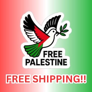 Free Palestine Dove with Flag Vinyl Sticker For Water Bottles, Laptops, Phones