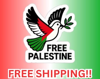 Free Palestine Dove with Flag Vinyl Sticker For Water Bottles, Laptops, Phones