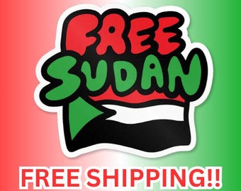 Free Sudan with Flag Vinyl Sticker for Bottles, Phone Cases, Laptops
