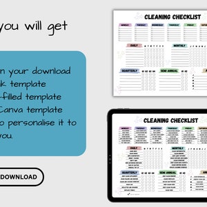 Editable Cleaning Checklist | PDF Printable & Canva Template | Cleaning ...