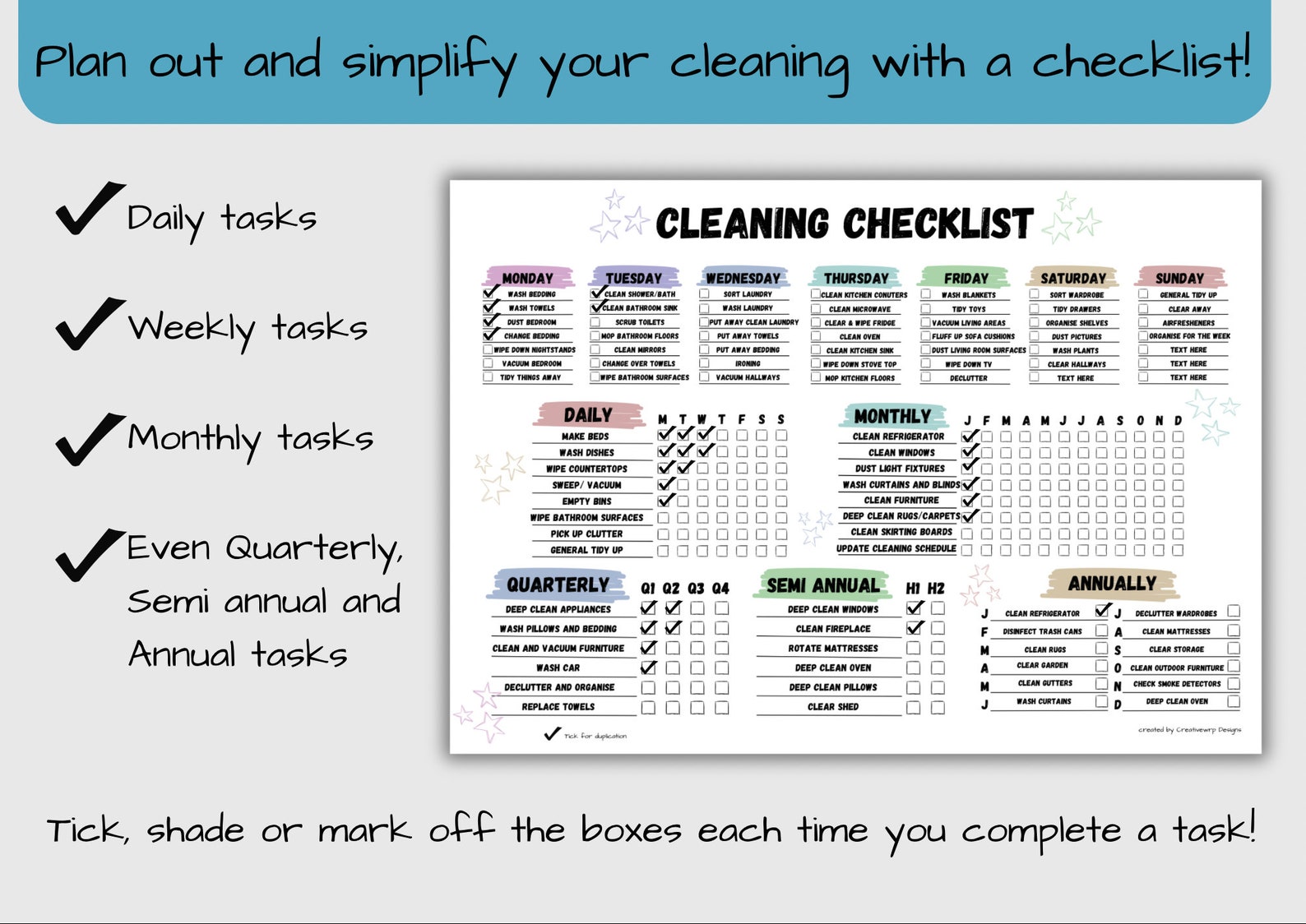 Editable Cleaning Checklist PDF Printable & Canva Template - Etsy