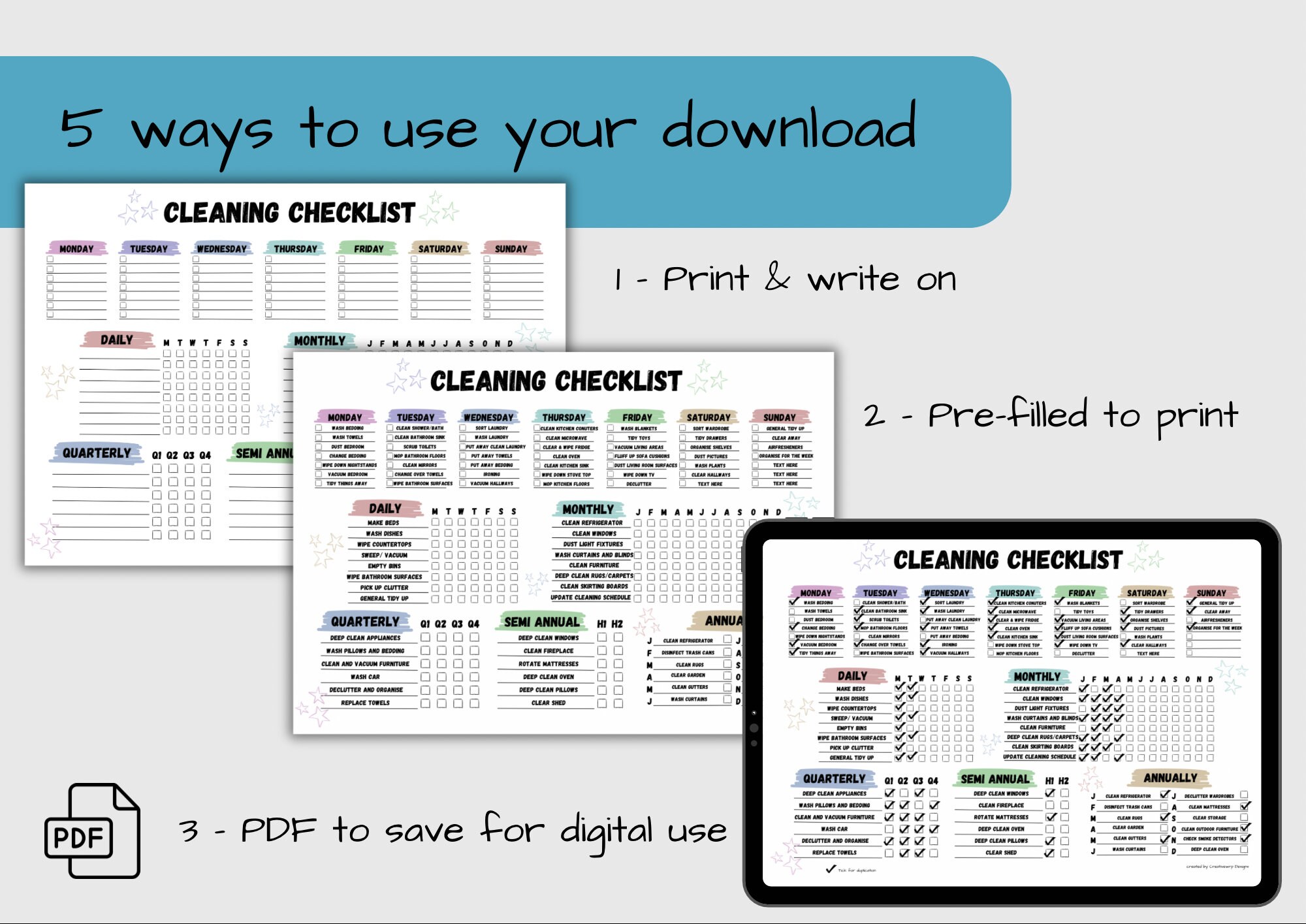 Editable Cleaning Checklist | PDF Printable & Canva Template | Cleaning ...