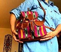 Guatemala Striped Colorful Backpack With Leather accents Hacienda Sarape Stripe Multicolor Backpack - Guatemala  main image 4