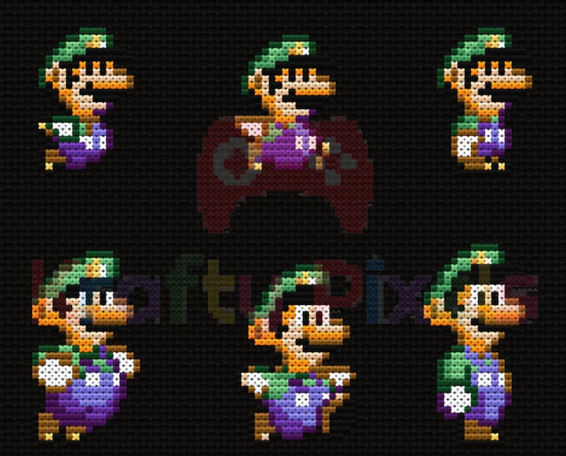 Super Mario World 1991 Luigi Sprites Cross Stitch Patterns 30 Designs PDF Download Etsy