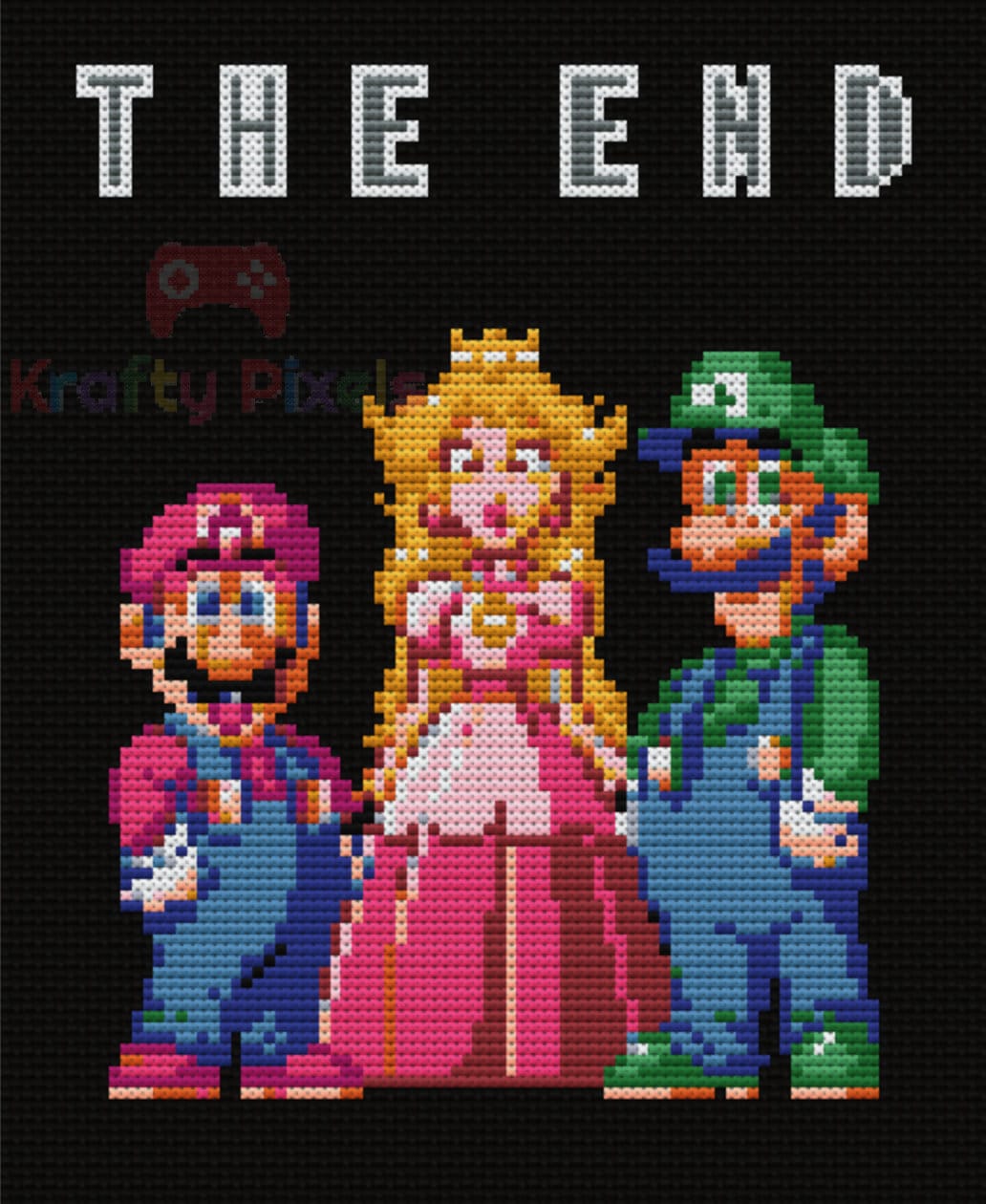 Super Mario World (1991) Ending Screen Cross Stitch Pattern PDF