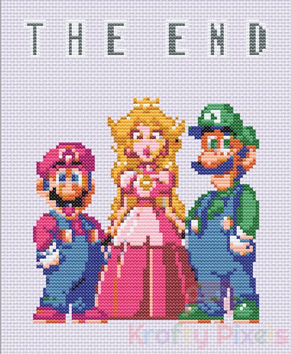 Super Mario World (1991) Ending Screen Cross Stitch Pattern PDF