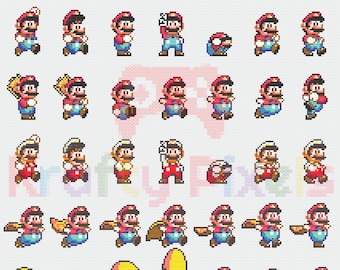 Super Mario World (1991) Mario Sprites Cross Stitch Patterns