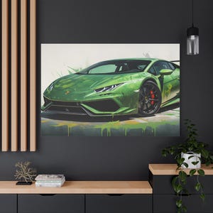 Green Lamborghini Huracan Canvas Print: Racing Fan Wall Art