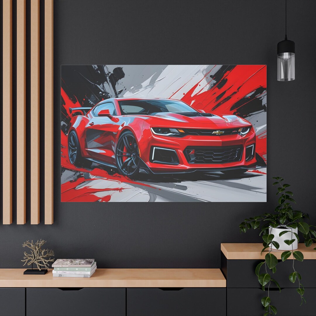 Red Chevy Camaro Canvas Art: Abstract Sports Car Print - Etsy