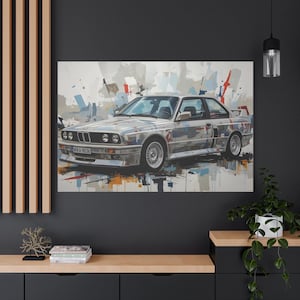 BMW E30 Canvas Wall Art: Classic Car Decor for Racing Fans