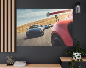 Racing Porsche 911 Canvas Art: Car Lover Home Office Decor