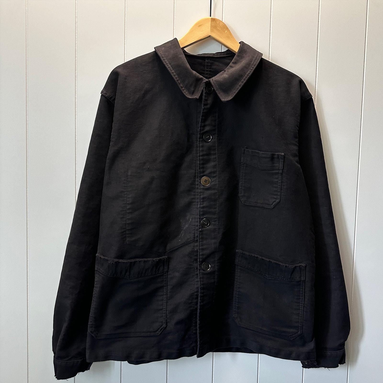 40's】French Vintage Black Moleskin Work Jacket 