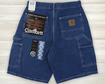 Herren Vintage Carhartt Denim Carpenter Work Shorts Neu mit Etikett 30x8