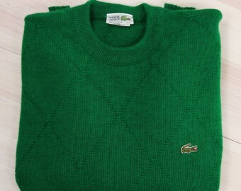 Lacoste Chemise Sweater Pure Wool Vintage 80s Made in Australia Men's Large