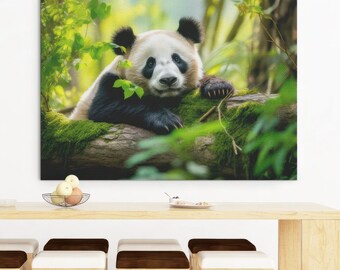 Panda Digital Print Woodland Animal Poster Printable Nursery Wall Art Decor Artwork Instant Download Cute Jungle Kid Bedroom Living room