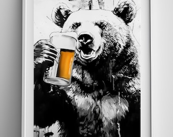 絵画。原画【ビールと熊】 絵画。原画【ビールと熊】 ヱビス×荒木飛呂彦コラボレーション第2弾