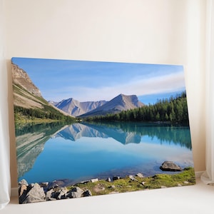 Fertig zum Aufhängen, schönes blaues LAKE CANVAS - Große horizontale Wald Rockies Banff Nationalpark gerahmte POSTER Natur Serene Valley Wandkunst