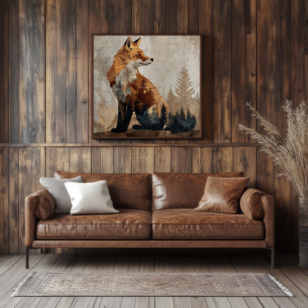 Rustic Fox Image Red FOX DIGITAL PRINT Rustic Woodland Animal Printable Farmhouse Decor ...