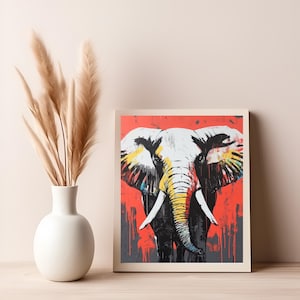 ELEPHANT DIGITAL PRINT Safari Animal Art Printable Abstract Africa Poster African Painting Wall Art Bohemian Decor Artwork Majestic Elephant