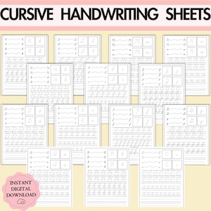 Cursive Handwriting Alphabet Practice Sheets, Printable Handwriting Worksheets, Alphabet Writing Practice, Letter Tracing, Cursive Letters