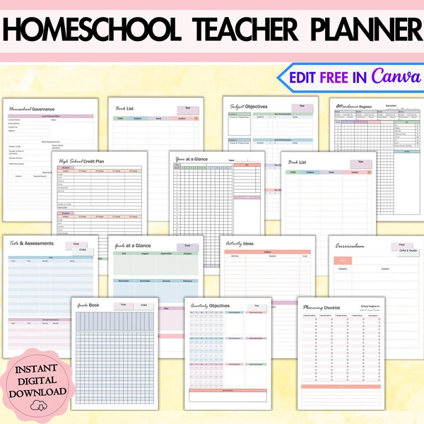 School Year Planner Etsy