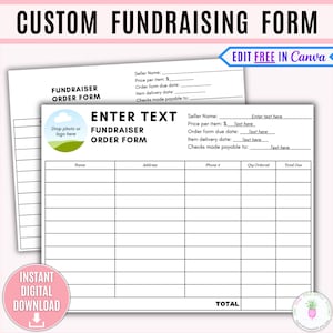 Editable Fundraising Form Printable, Sponsorship Form, Custom Fundraiser Form, Sales Order Form, Business Form, Fillable Editable Order Form