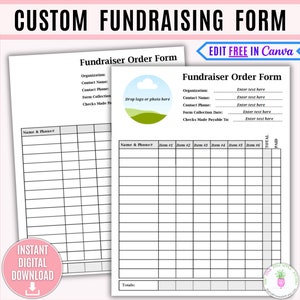 Bearbeitbares bearbeitbares Fundraiser-Formular zum ausdrucken, Patenschaft-Formular, benutzerdefiniertes Fundraiser-Formular, Kundenauftragsformular, Geschäftsformular, ausfüllbares bearbeitbares Bestellformular