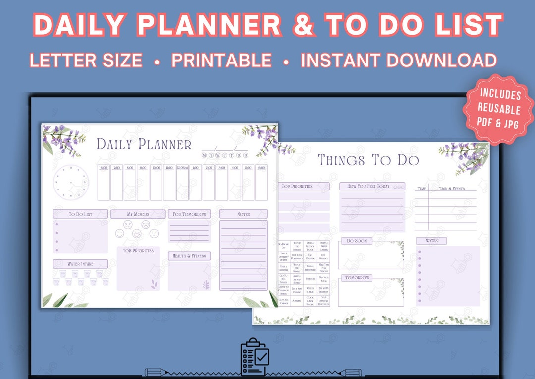 To Do List and Daily Planner Printables Productivity Planner - Etsy