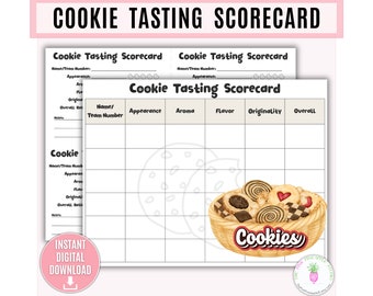 Cookie Tasting Scorecard Printable Template, Cookie Party, Party Game, Cookie Evaluation Ratings, Cookie Judging, Cookie Exchange Swap, Bake