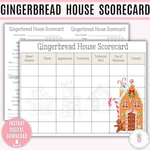 Lebkuchenhaus Scorecard zum Ausdrucken, Lebkuchenhaus Contest, Lebkuchenhaus Design, Lebkuchen Bewertung, Lebkuchen Beurteilen
