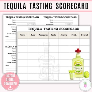 Tequila Tasting Scorecard Printable Template, Tequila Party, Party Game, Tequila Evaluation Rating, Tequila Judging, Tequila Shots Flight