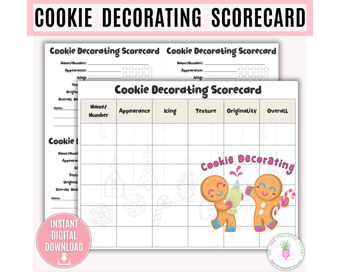 Cookie Decorating Contest Scorecard Printable Cookie Etsy
