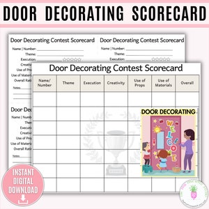 Tür Dekorations Contest Scorecard druckbar, Tür Wettbewerb, Tür Wettbewerb, Tür Juror, Tür Entscheiden, Büro Wettbewerb, Schul Wettbewerb, Contest, Contest