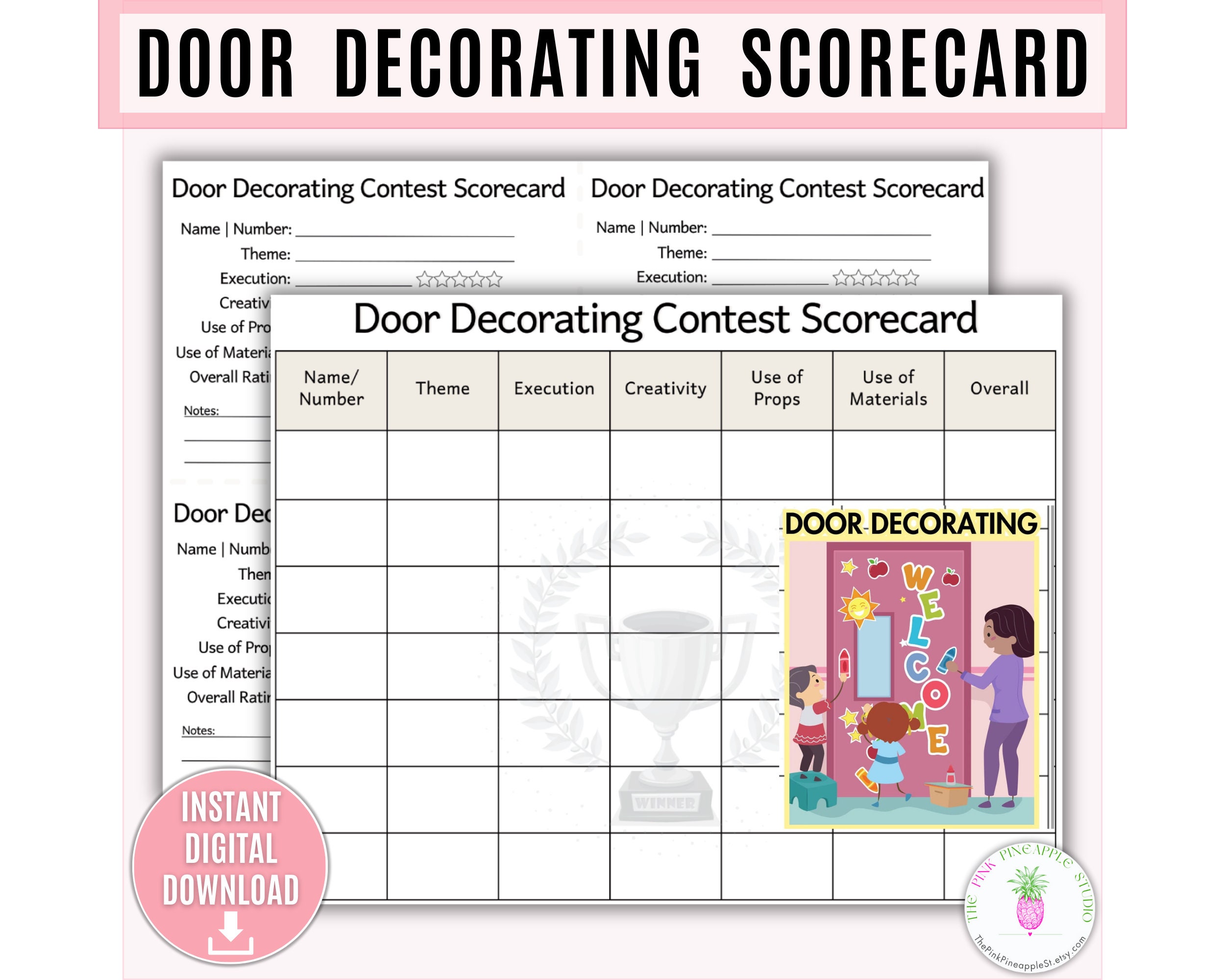 Door Decorating Contest Scorecard Printable Door Contest Door