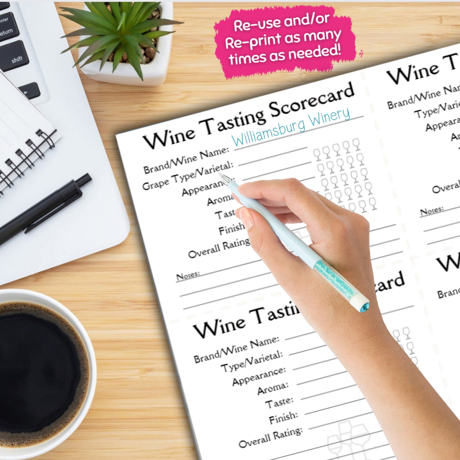 Wine Tasting Scorecard, Tasting Scorecard Wine Party, Wine Flight ...