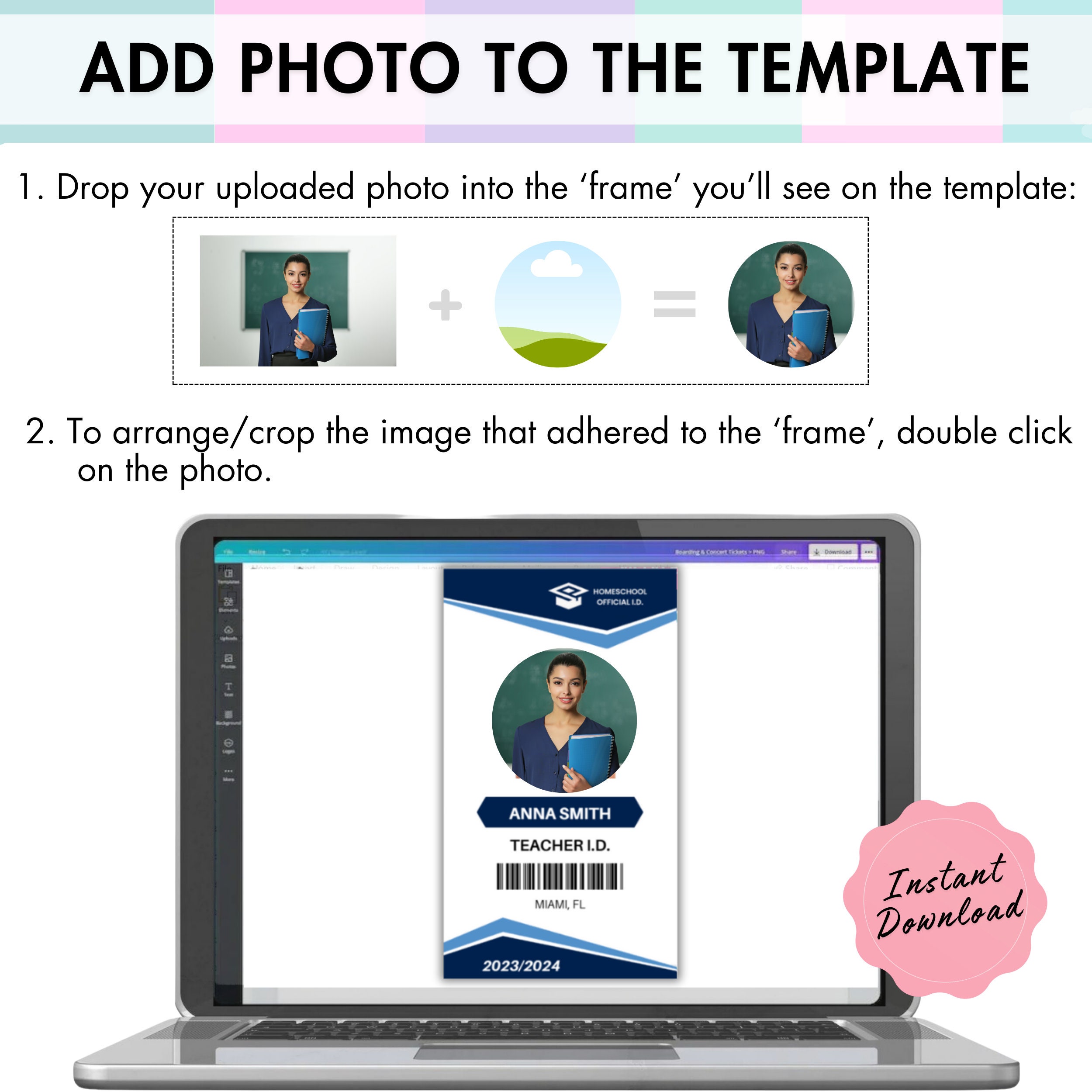 Homeschool Teacher &amp; Student Identification Card Editable Printable ...