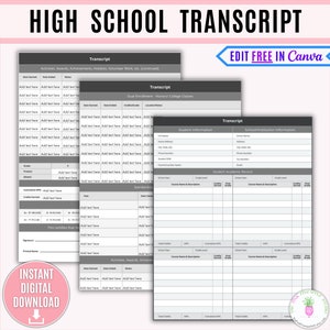 Abitur bearbeitbare Abschrift, Abitur Vorlage, Homeschool Senior Abschrift, bearbeitbare Abschrift, Homeschool College Abschrift, GPA
