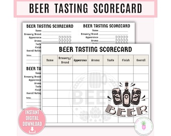 Beer Tasting Scorecard Printable Template, Beer Party Food Tasting Game, Beer Judging Sheet, Beer Competition Ballot, Brewery Tasting Flight